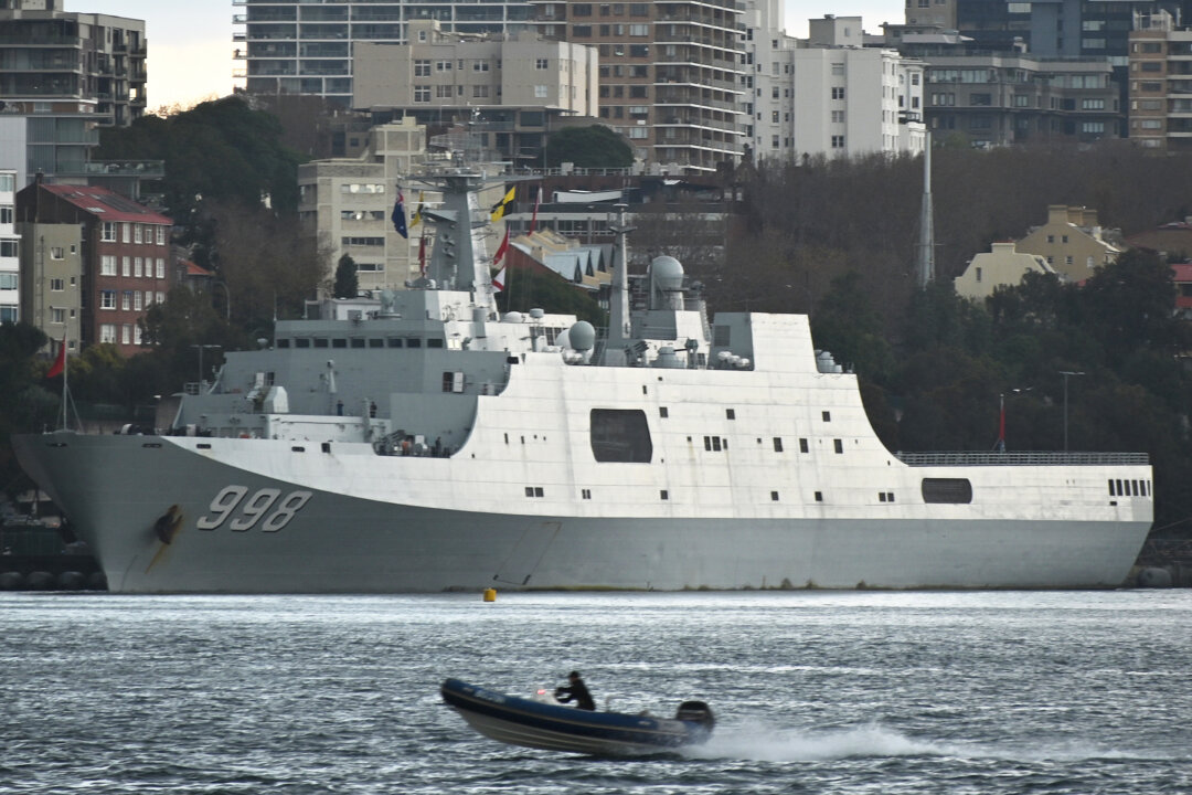 One of three Chinese warships is seen docked at Garden Island naval base in Sydney, Australia, on June 3, 2019. (Peter Parks/AFP via Getty Images)