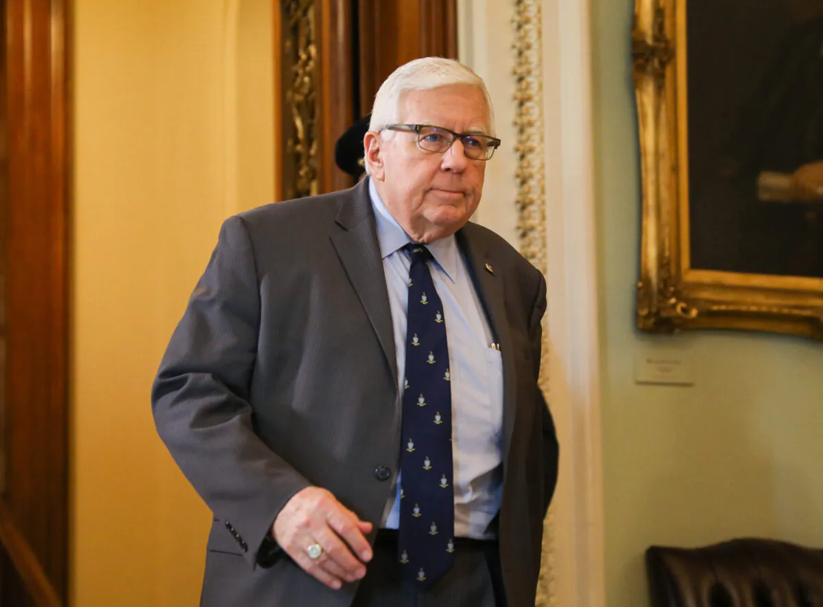 Sen. Mike Enzi (R-Wyo.) during a break in the impeachment trial of President Donald Trump at the Capitol in Washington on Jan. 29, 2020. (Charlotte Cuthbertson/The Epoch Times)