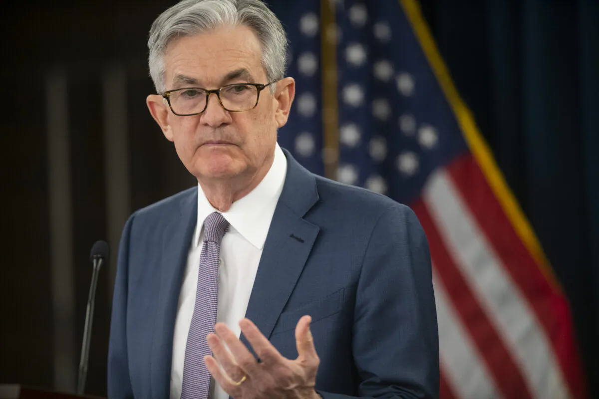 Federal Reserve Chair Jerome Powell announces a half percentage point interest rate cut during a speech in Washington, on March 3, 2020. (Mark Makela/Getty Images)