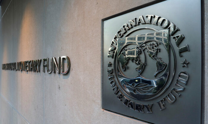  International Monetary Fund (IMF) logo is seen outside the headquarters building in Washington on Sept. 4, 2018. (Yuri Gripas/Reuters)