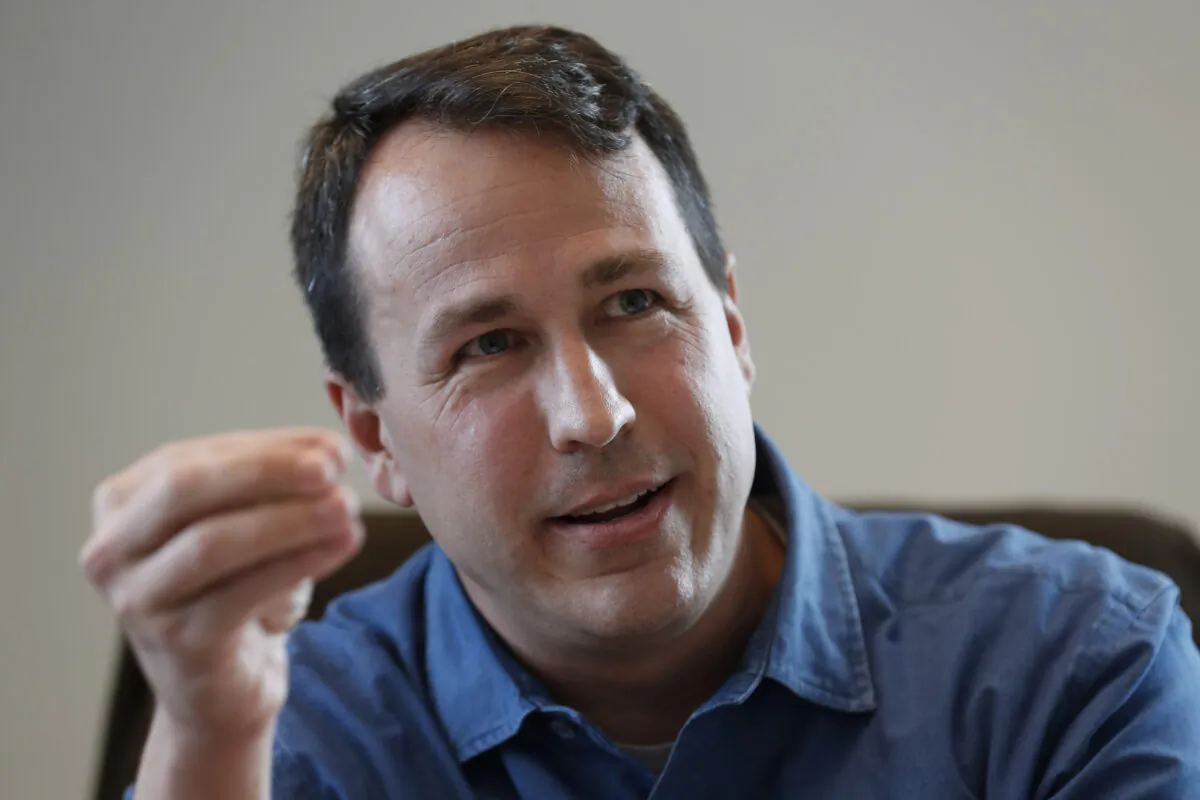 Democratic U.S. Senate candidate Cal Cunningham speaks during an interview in Raleigh, N.C., Jan. 27, 2020. (Gerry Broome/AP Photo)