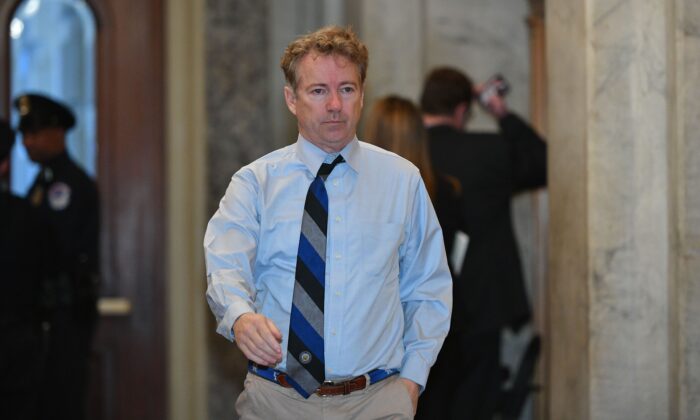Senator Rand Paul (R-Ky.) at the US Capitol in Washington on Jan. 27, 2020. (Mandel Ngan/AFP via Getty Images)
