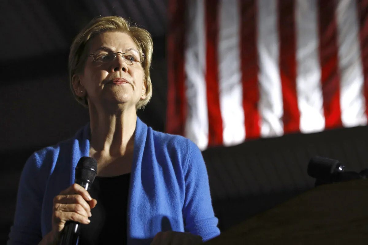 Democratic presidential candidate Sen. Elizabeth Warren (D-Mass.) speaks during a primary election night rally at Eastern Market in Detroit on March 3, 2020. (Patrick Semansky/AP Photo)
