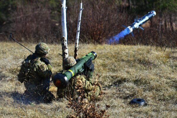 U.S. Army Spc. Fernando Jimenez, right, engages a target with a Javelin shoulder fired anti-tank missile during a live-fire as part of Exercise Rock Sokol at Pocek Range in Postonja, Slovenia, March 9, 2016. (Army photo by Paolo Bovo / Department of Defense)