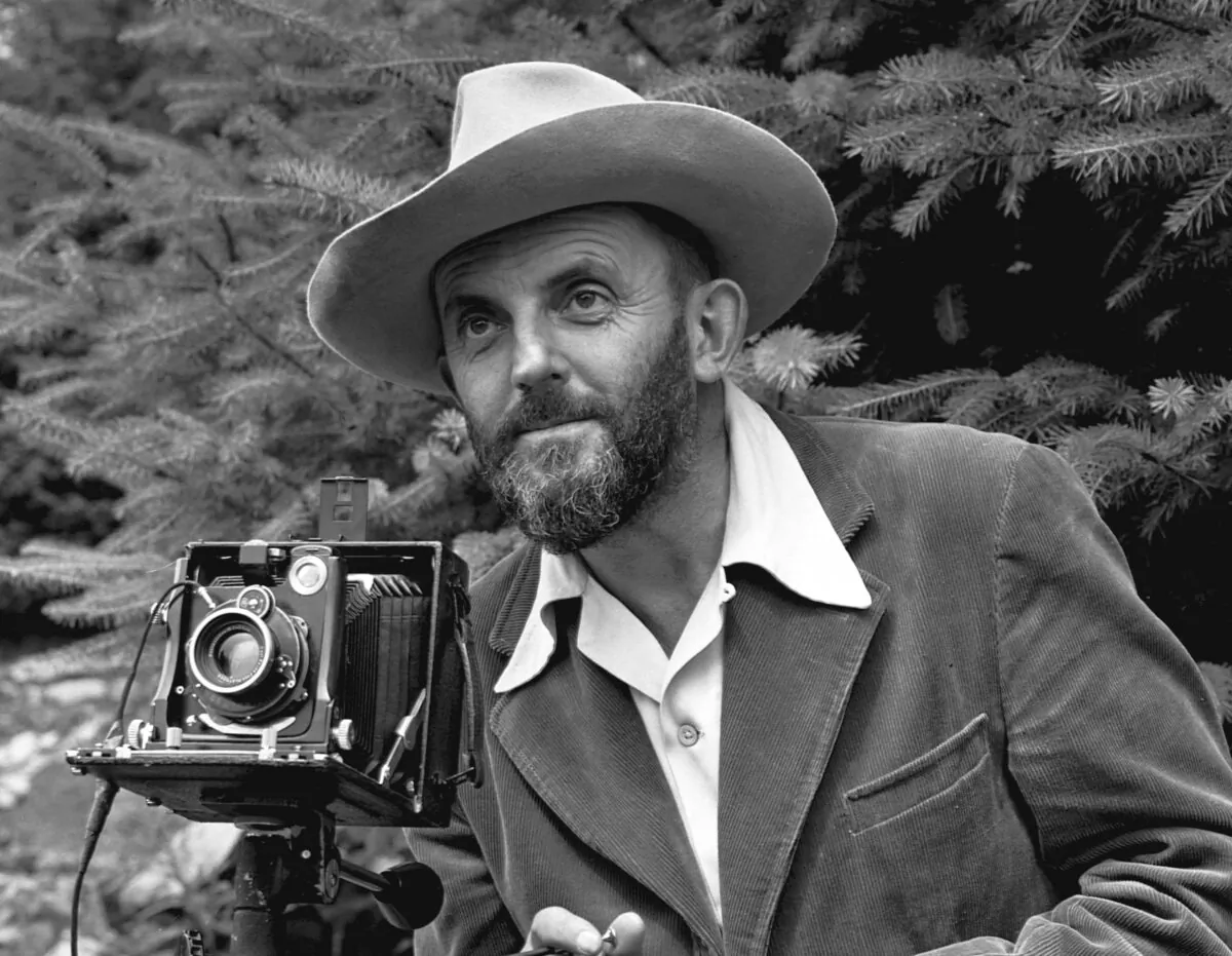 Photographer Ansel Adams, in an image which first appeared in the 1950 Yosemite Field School yearbook. (Public Domain)