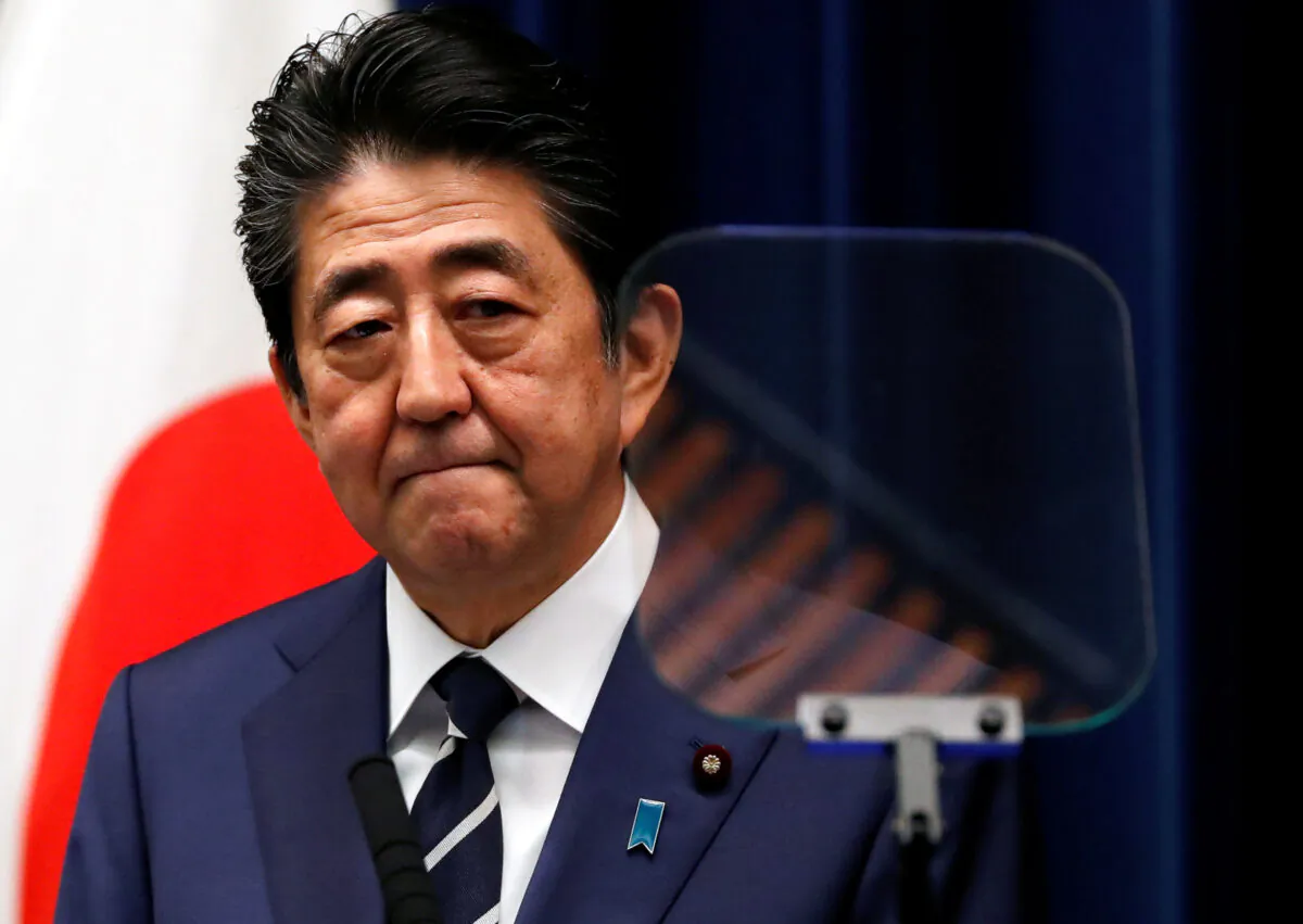 Japan's Prime Minister Shinzo Abe attends a news conference on coronavirus at his official residence in Tokyo, Japan, on Feb. 29, 2020. (Issei Kato/Reuters)