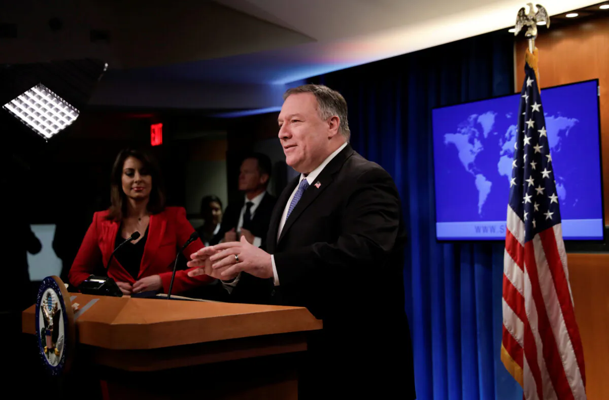 U.S. Secretary of State Mike Pompeo delivers remarks to the media at the State Department in Washington, D.C., on March 5, 2020. (Yuri Gripas/Reuters)