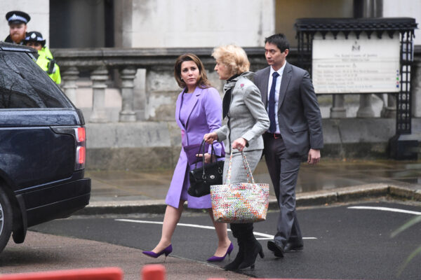 Princess Haya Bint al-Hussein arrives with her lawyer