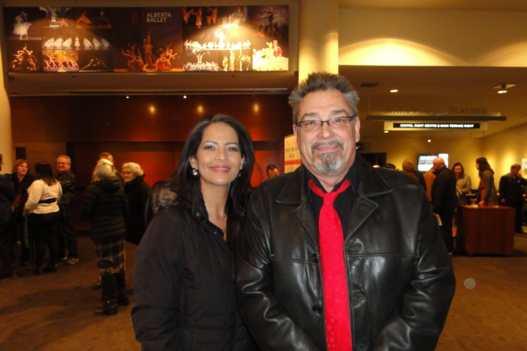 Douglas Plaxton (R), a property administrator, attended Shen Yun Performing Arts in Edmonton, Alberta with a companion on opening night at the Northern Alberta Jubilee Auditorium, March 6, 2020. (Sophia Zhang/The Epoch Times)