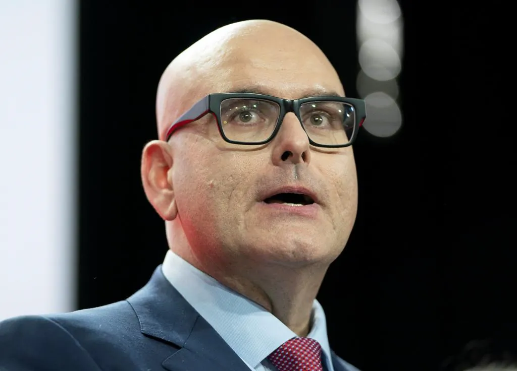 Ontario Liberal Party Leader Steven Del Duca speaks at a convention in Mississauga, Ontario, on March 7, 2020. (Frank Gunn/The Canadian Press)