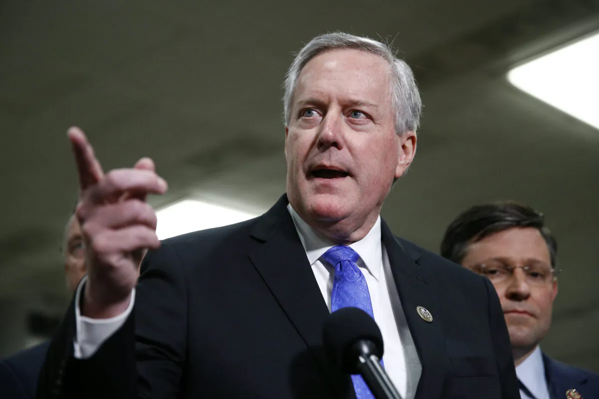 Rep. Mark Meadows (R-N.C.) speaks with reporters on Capitol Hill in Washington on Jan. 29, 2020. (Patrick Semansky/AP Photo)