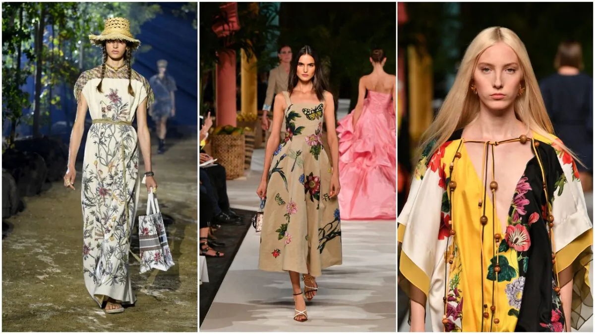Christian Dior (L); Oscar de la Renta (C and R). (Pascal Le Segretain/Getty Images/Slaven Vlasic/Getty Images)