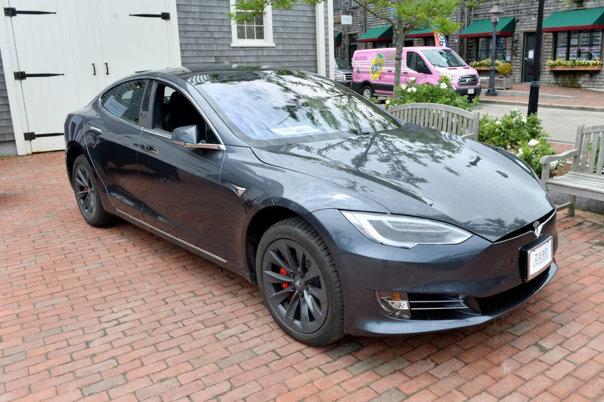 A Tesla Model S in Nantucket, Mass., on June 24, 2018. The luxury Model S would not be eligible for a tax credit in legislation proposed by Sens. Joni Ernst and Mike Braun. (Noam Galai/Getty Images for Nantucket Film Festival)