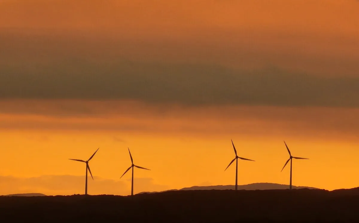 Wind turbines seen at sunset in Albany, Western Australia, on Oct. 8, 2024. (Susan Mortimer/The Epoch Times)