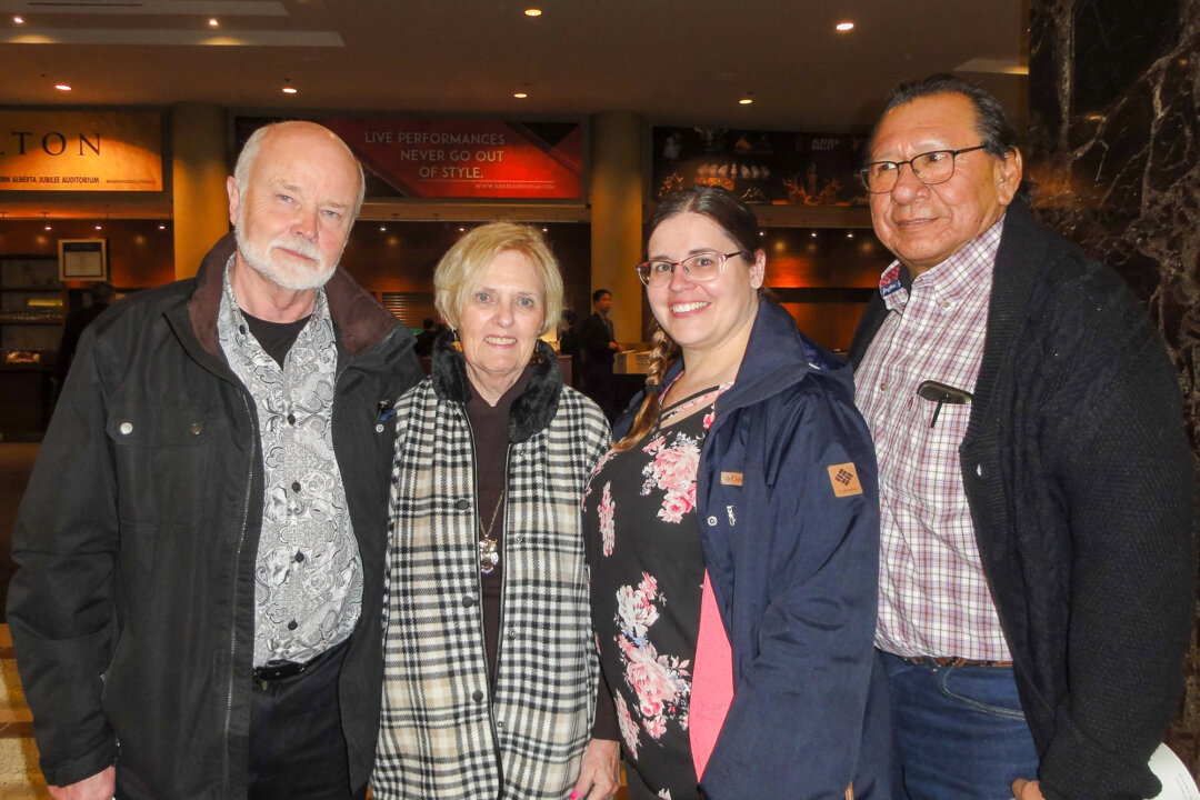 (L-R) Jim Langston and his guests, Jennifer Fox and Dan Fox, attended Shen Yun Performing Arts in Calgary, Alberta at the Southern Alberta Jubilee Hall, on March 8, 2020. (Sophia Zheng/The Epoch Times)