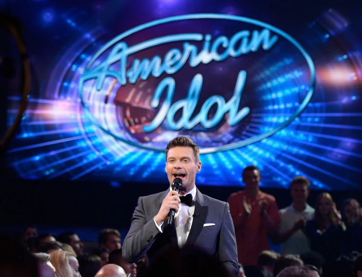 Host Ryan Seacrest speaks in the audience during the "American Idol" finale at the Dolby Theatre in Los Angeles on April 7, 2016. (Kevork Djansezian/Getty Images)