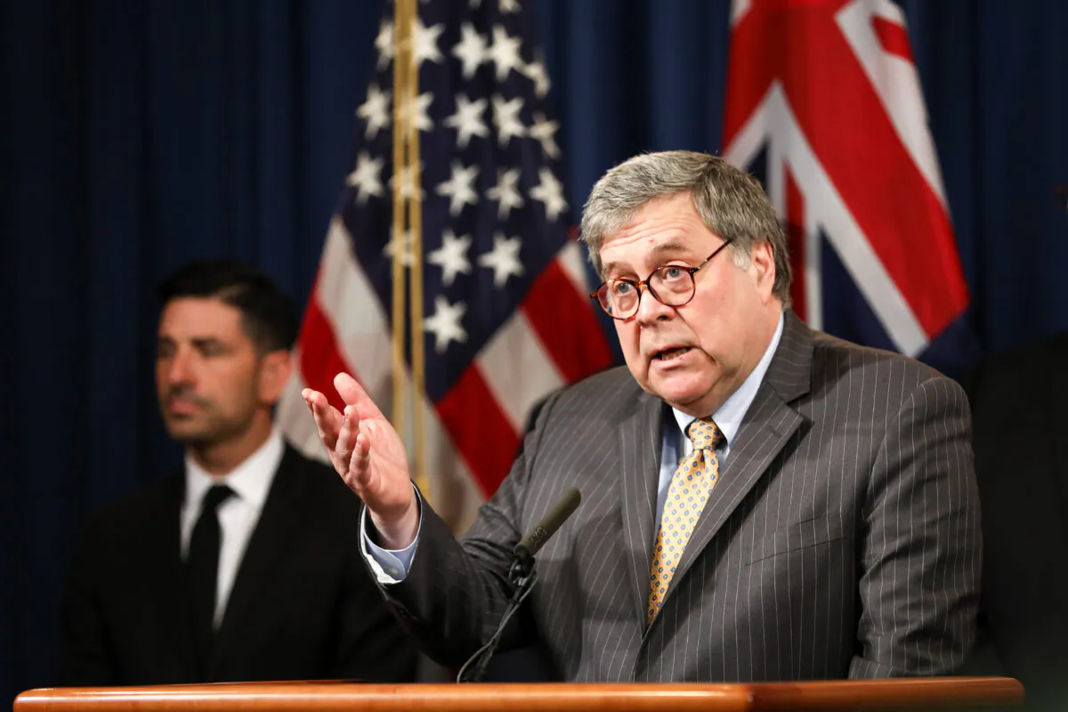 Attorney General William Barr at the Justice Department in Washington on March 5, 2020. (Samira Bouaou/The Epoch Times)