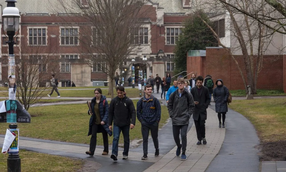 Students walk on campus at Princeton University in New Jersey on Feb. 4, 2020. (Thomas Cain/Getty Images)