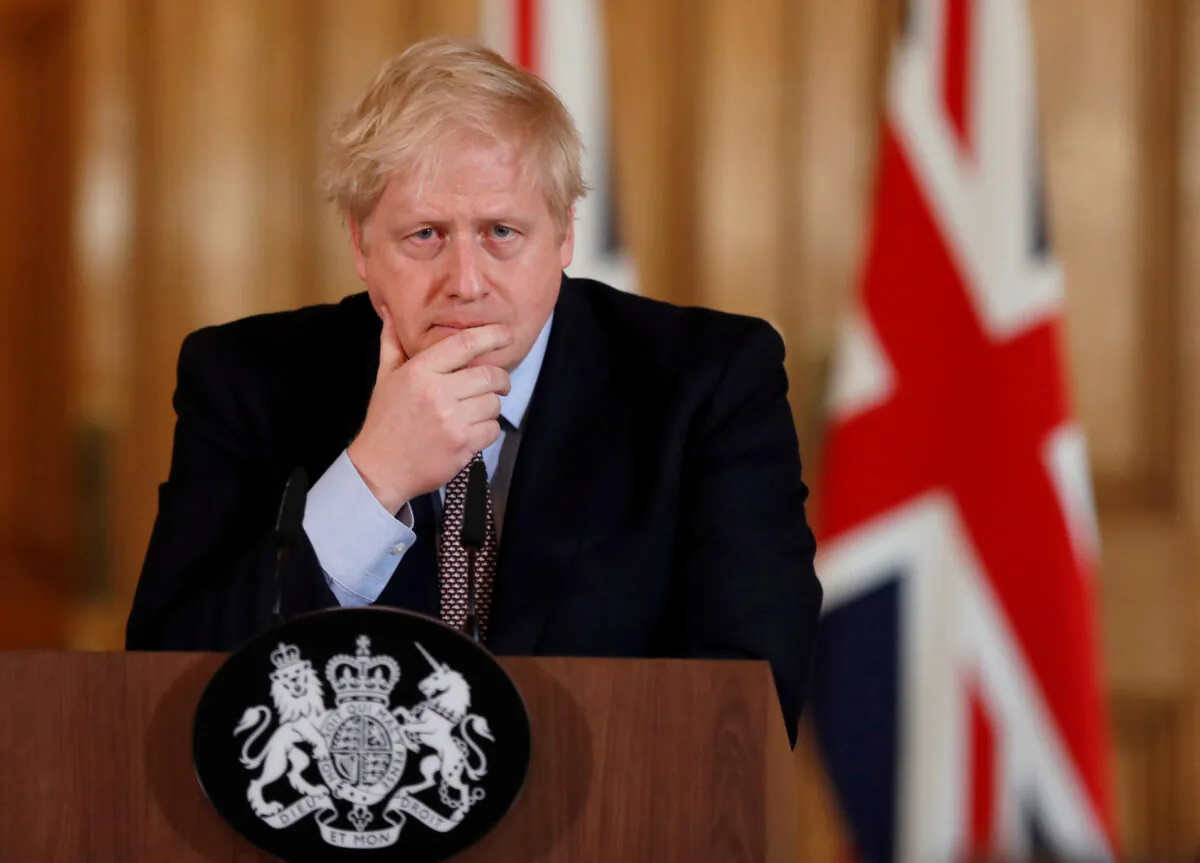 British Prime Minister Boris Johnson speaks during a news conference on the CCP virus in London, UK, on March 3, 2020. (Frank Augstein/Pool via Reuters)