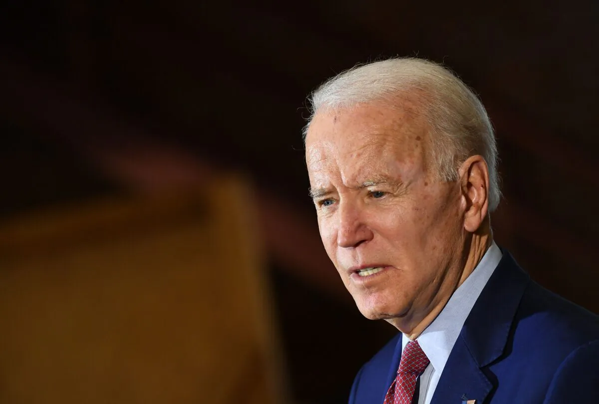 Democratic presidential candidate Joe Biden speaks to supporters during a campaign stop at Berston Field House in Flint, Mich., on March 9, 2020. (Mandel Ngan/AFP/Getty Images)