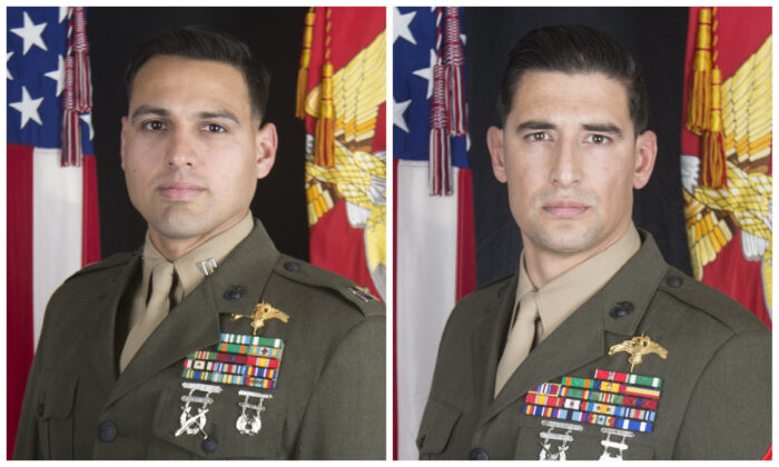 Capt. Moises A. Navas (L) and Gunnery Sgt. Diego D. Pongo (R). (U.S. Marine Corps) 
