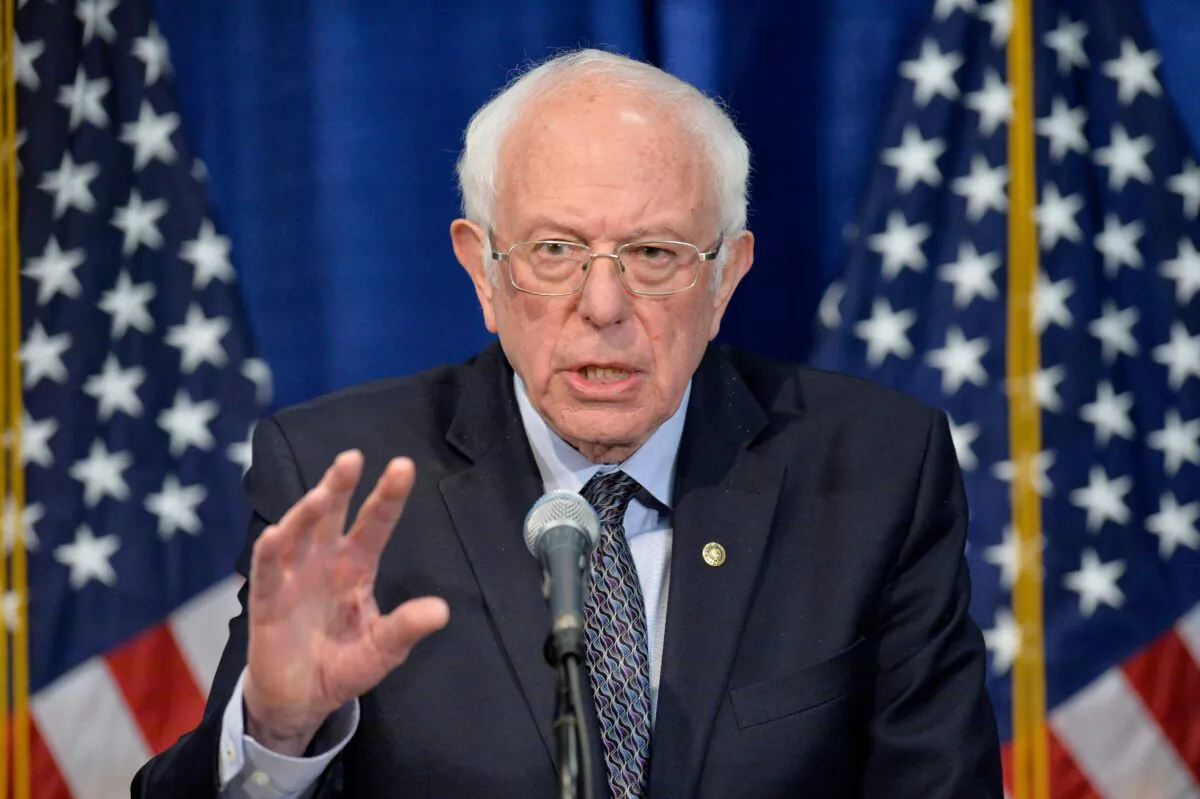 Sen. Bernie Sanders(I-Vt.) speaks to the press in Burlington, Vermont on March 11, 2020. (JOSEPH PREZIOSO/AFP via Getty Images)