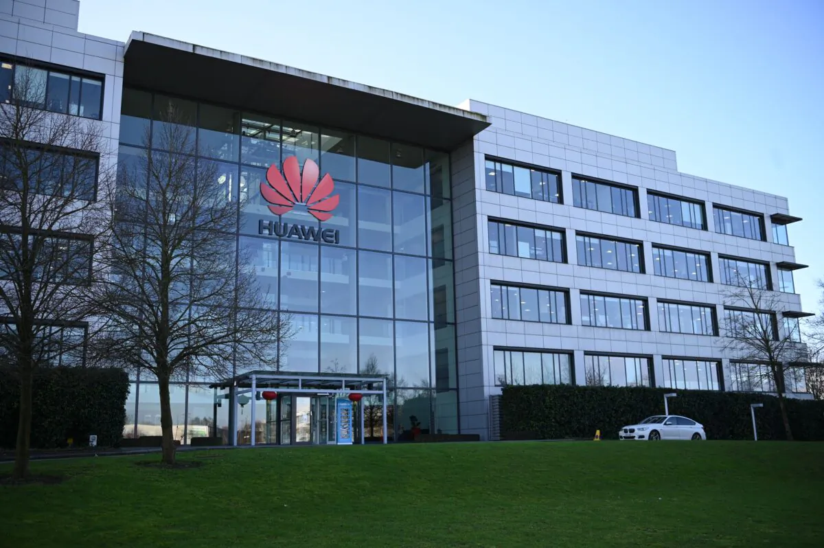 Huawei’s main UK offices in Reading, west of London, on Jan. 28, 2020. (Daniel Leal-Olivas / AFP via Getty Images)