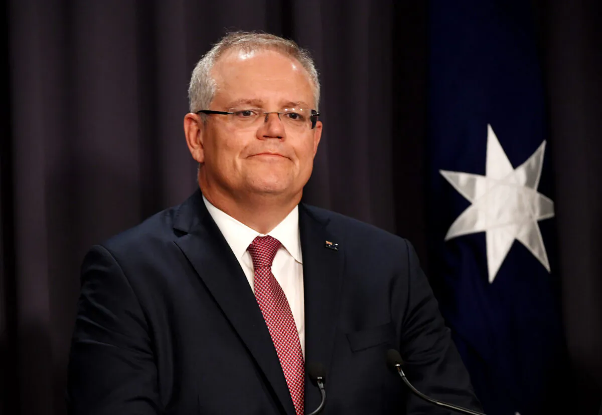 Prime Minister Scott Morrison speaks to media during a press conference in the Blue Room at Parliament House on March 03, 2020 in Canberra, Australia. (Tracey Nearmy/Getty Images)