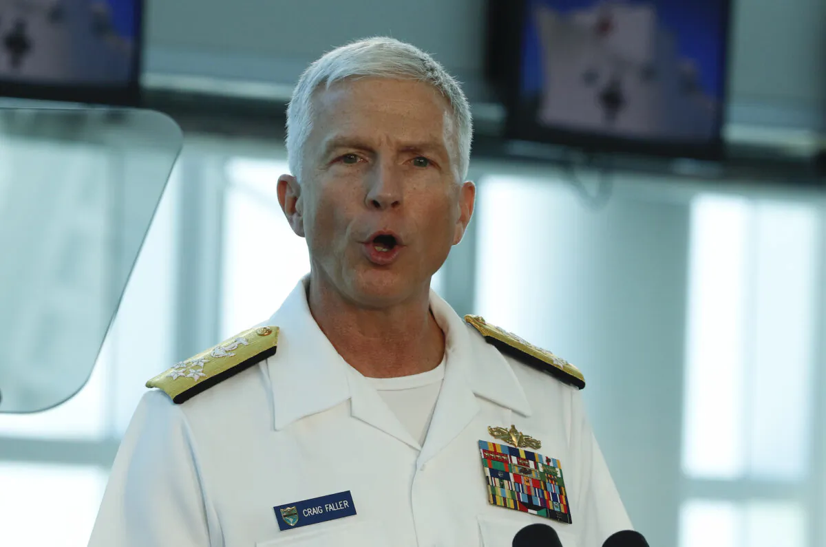 U.S. Navy Admiral Craig Faller, commander of U.S. Southern Command speaks after touring the U.S. Navy Hospital Ship USNS Comfort on June 18, 2019 in Miami, Florida. (Joe Skipper/Getty Images)