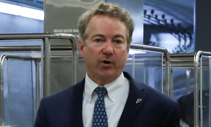 Sen. Rand Paul (R-Ky.) in the Senate subway area of the Capitol in Washington on Feb. 4, 2020. Paul wants to see more extensive changes in any reauthortization of the FISA court. (Charlotte Cuthbertson/The Epoch Times)
