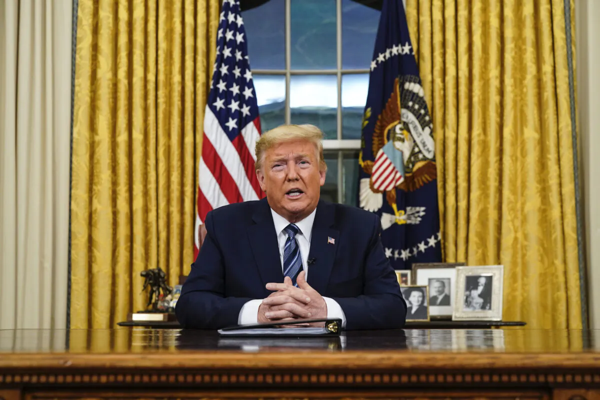 President Donald Trump addresses the Nation from the Oval Office about the widening coronavirus crisis, March, 11, 2020. (Doug Mills-Pool/Getty Images)