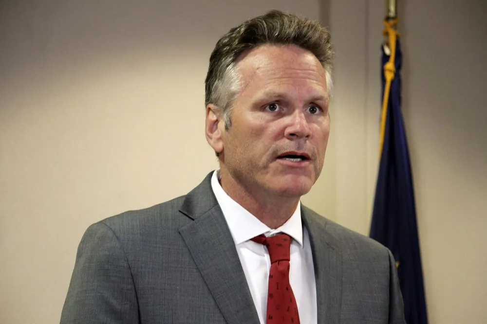 Alaska Gov. Mike Dunleavy speaks at a press conference in Anchorage, Alaska, on Aug. 13, 2019. (Mark Thiessen/AP Photo)