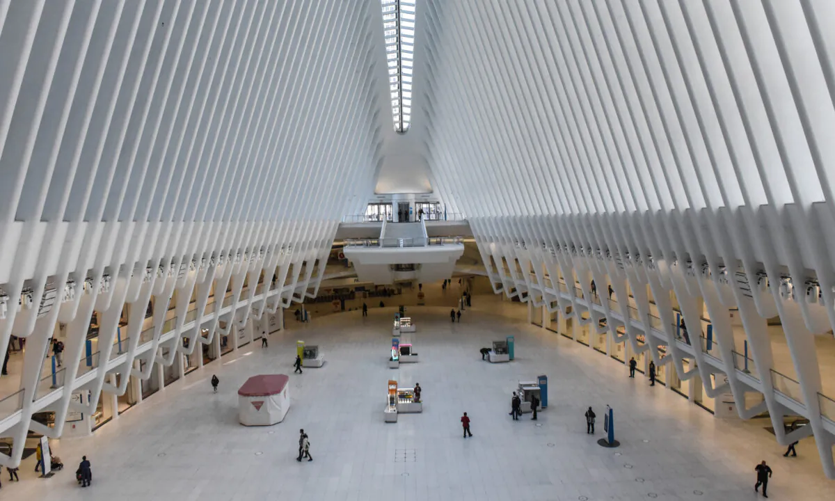 The Oculus transportation hub in Lower Manhattan is mostly devoid of commuters and tourists in New York City on March 15, 2020. (Stephanie Keith/Getty Images)