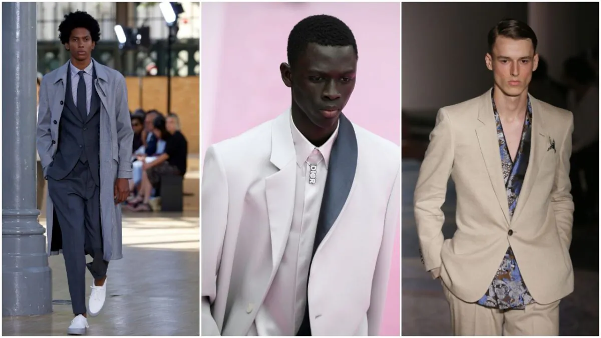 (L-R) Officine Generale, Dior Homme, Pat Zileri. (Thierry Chesnot/Getty Images, Francois Durand/Getty Images, Ernesto S. Ruscio/Getty Images)
