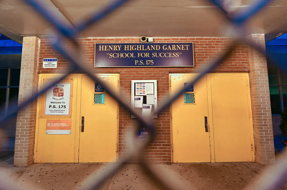 An exterior view of public school P.S. 175 Henry H Garnet in the Harlem neighborhood of Manhattan as the coronavirus continues to spread across the United States in New York City on March 14, 2020. (Dia Dipasupil/Getty Images)