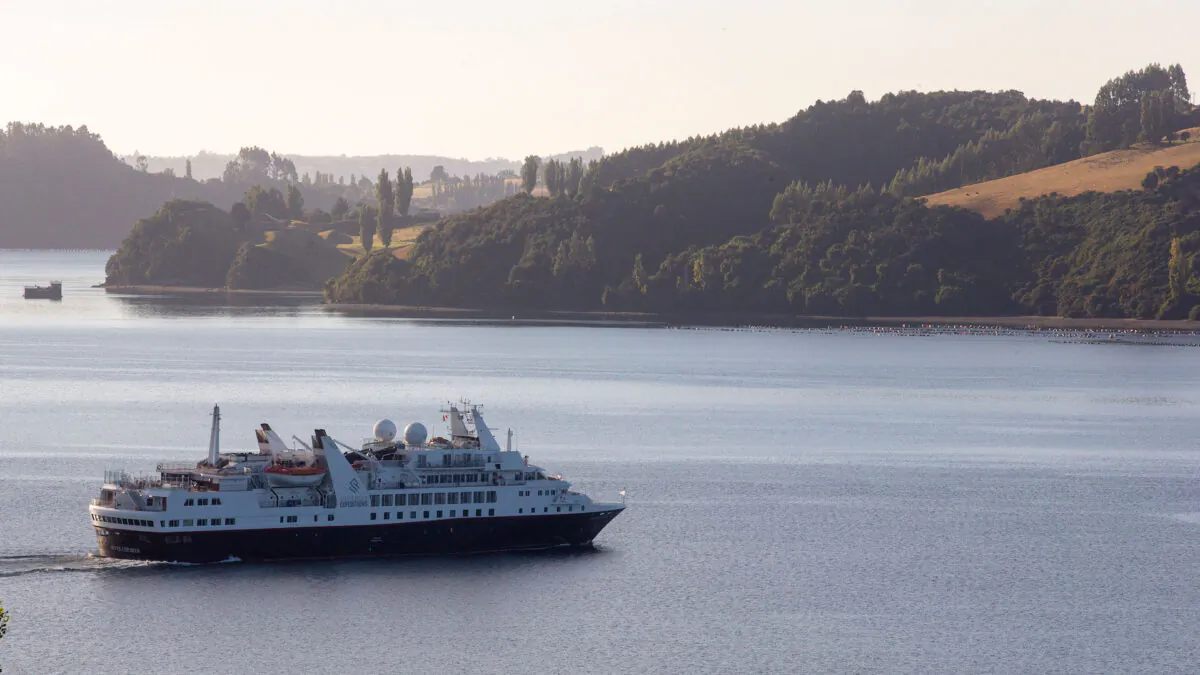 View of the Silver Explorer cruise ship in Castro, Chile, on March 15, 2020. (Alvaro vidal / AFP via Getty Images)