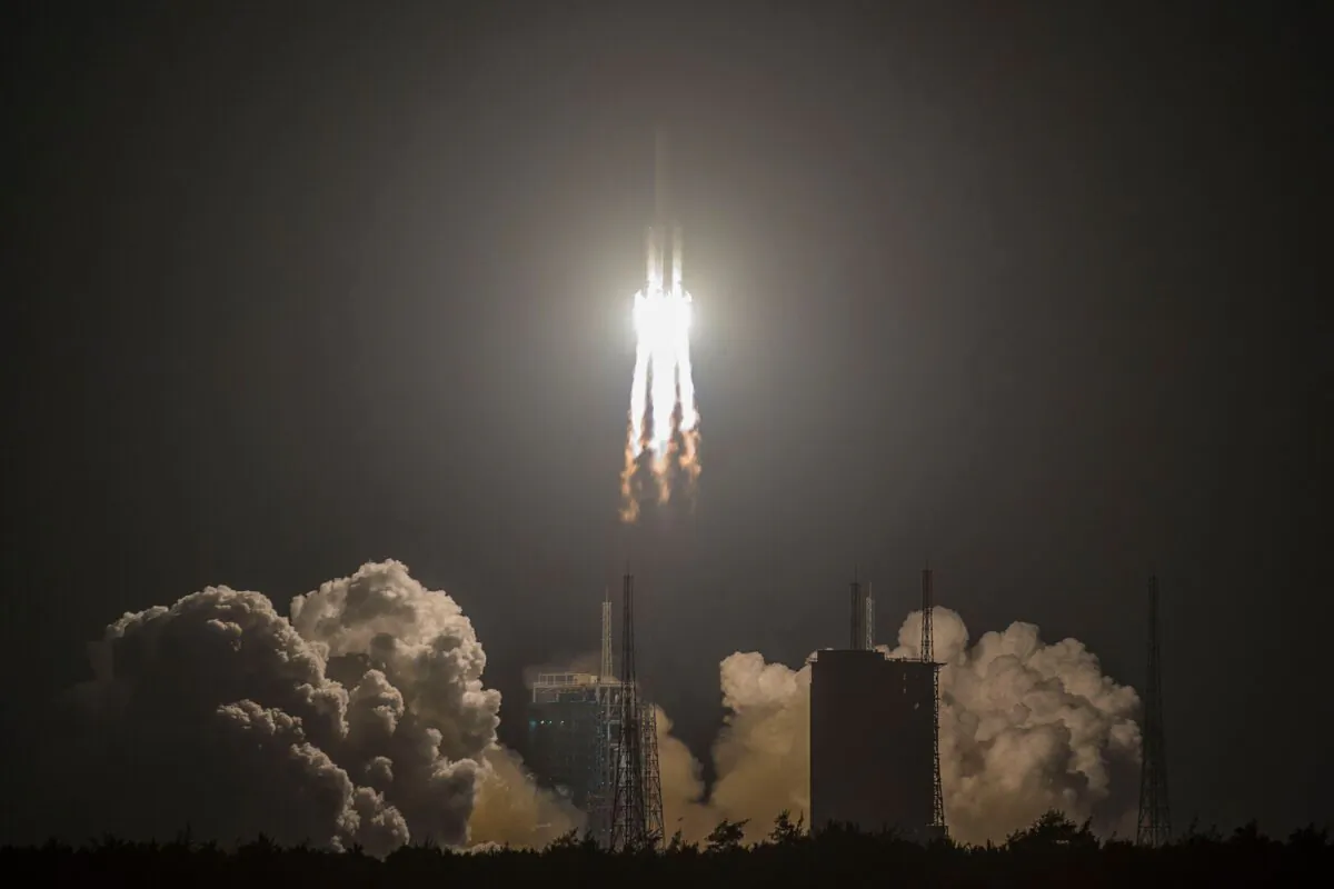 China's heavy-lift Long March 5 rocket blasts off from its launch center in Wenchang, south China's Hainan province, on Dec. 27, 2019. (STR/AFP via Getty Images)