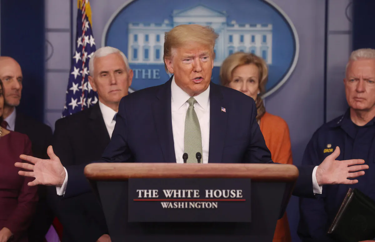 President Donald Trump addresses his administration's daily coronavirus briefing at the White House in Washington, on March 17, 2020. (Reuters/Jonathan Ernst)