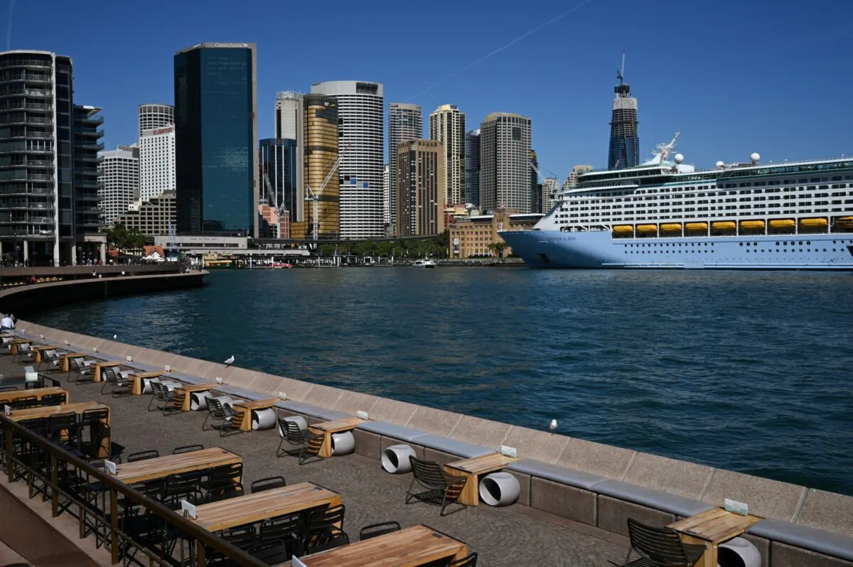 Tables at an open restaurant are seen mostly deserted on a quiet morning at the waterfront of the Sydney Opera House, where scheduled public performances have been cancelled due to the coronavirus disease (COVID-19), in Sydney, Australia, on March 18, 2020. (Loren Elliott/Reuters)