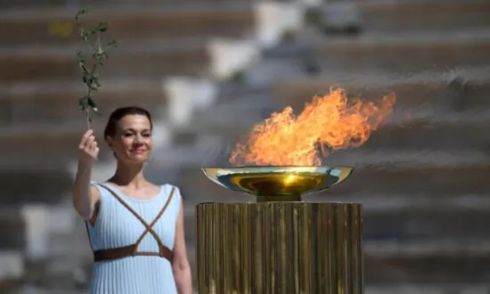 The Olympic Flame Arrives at the Acropolis