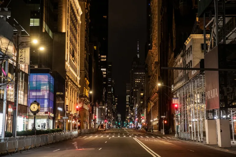 An empty 5th avenue is seen following the outbreak of the coronavirus disease (COVID-19), in New York City on March 18, 2020. (Jeenah Moon/Reuters)
