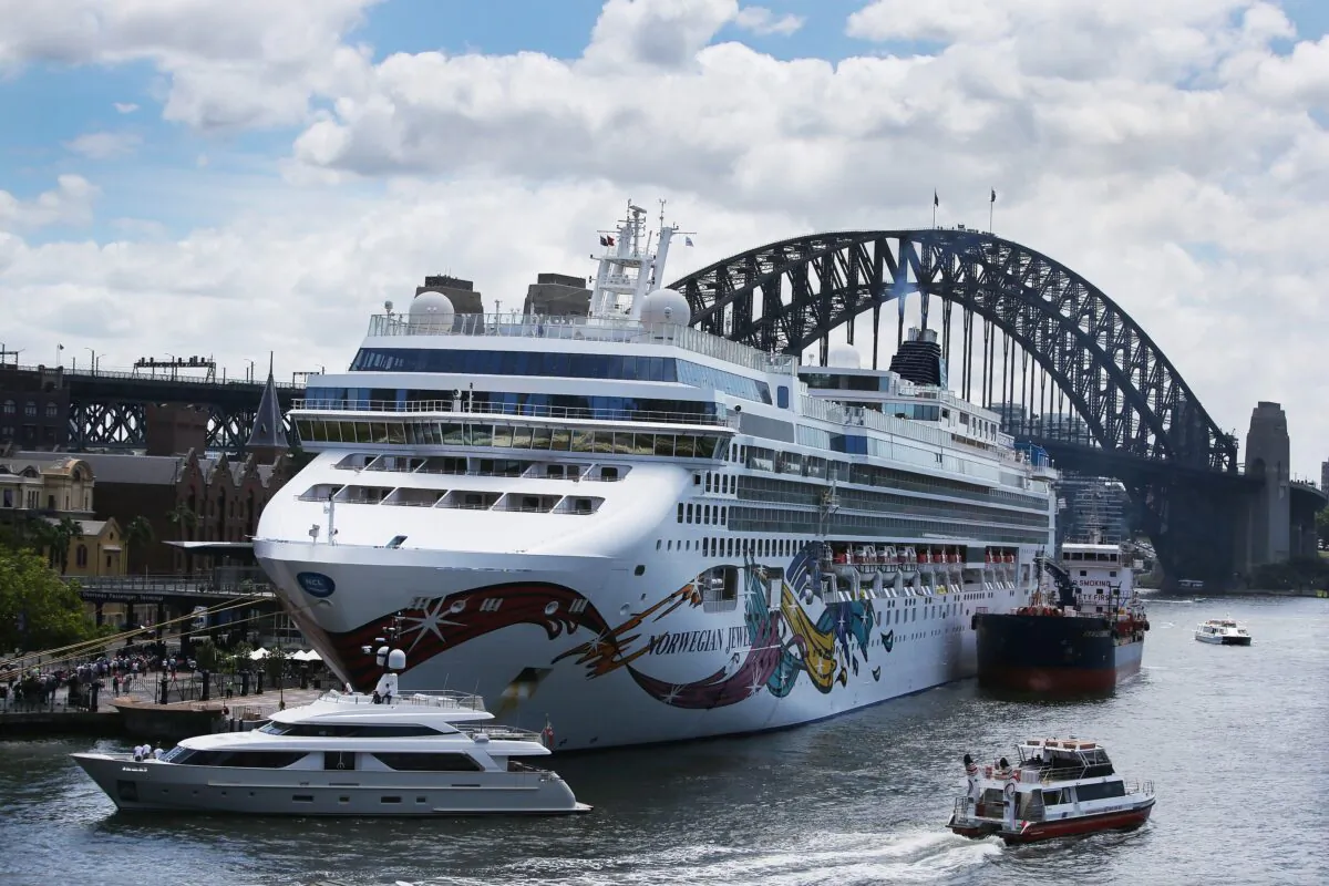 The Norwegian Jewel cruise ship shown during a lockdown on Feb. 14, 2020, in Sydney Australia. A passenger was tested for the CCP virus but tested negative. (Lisa Maree Williams/Getty Images)