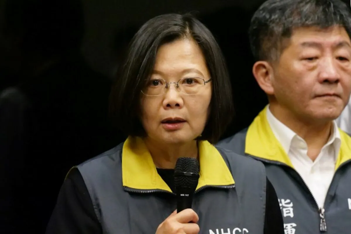 Taiwan President Tsai Ing-wen speaks about the coronavirus situation in Taiwan, during a news conference at the Centers for Disease Control in Taipei, Taiwan, on Feb. 7, 2020. (Fabian Hamacher/Reuters)