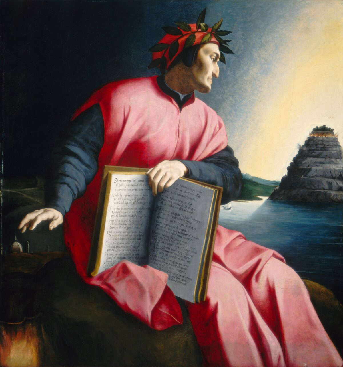 100 Days of Dante celebrates the master poet. Detail from an allegorical portrait of Dante Alighieri, late 16th century, by an unknown master. National Gallery of Art.  (Public Domain)