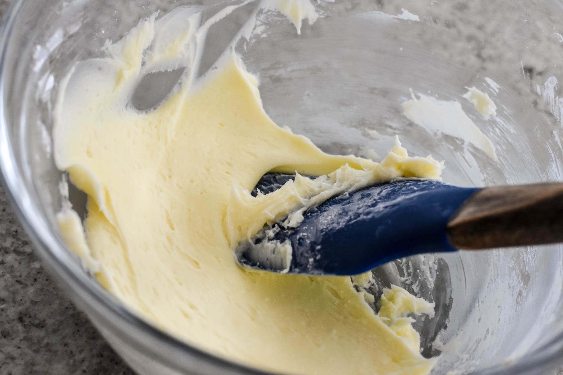 Creaming the butter and powdered sugar