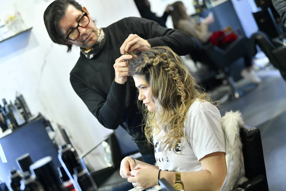A woman gets her hair styled in New York City on Feb. 11, 2020. (Roy Rochlin/Getty Images)