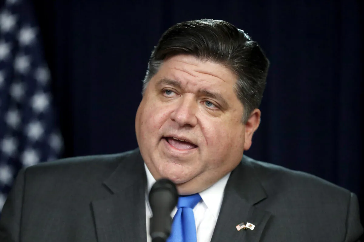 Illinois Gov. J.B. Pritzker  speaks during a news conference in Chicago, Ill., on March 20, 2020. (Charles Rex Arbogast/AP Photo)