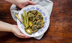 Carciofi Ritti (Braised Stuffed Artichokes)
