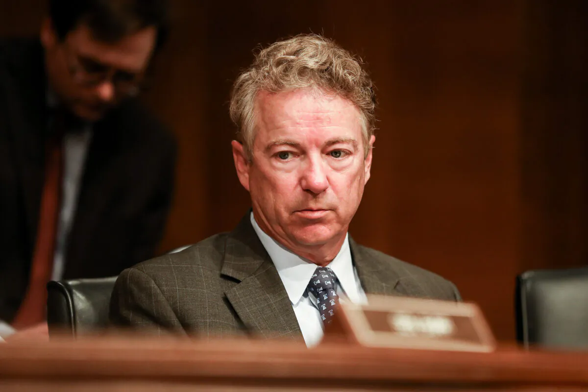 Sen. Rand Paul (R-Ky.) at a Senate hearing regarding the coronavirus in Washington on March 3, 2020. (Charlotte Cuthbertson/The Epoch Times)