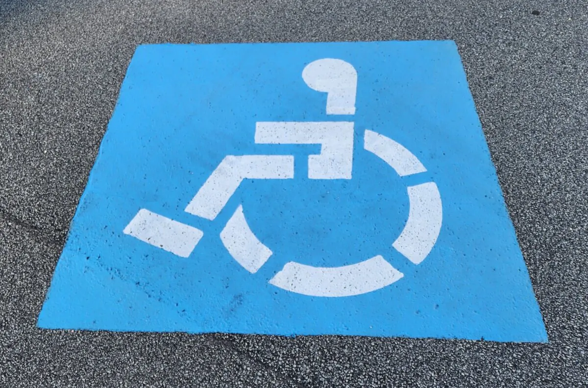 A symbol indicates disability parking in Albany, Western Australia, on April 22, 2024. (Susan Mortimer/The Epoch Times)